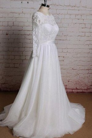 Abito da Sposa in Tulle largo A-Line Elegante A Terra con Maniche Lunghe - Foto 3