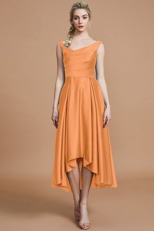 Robe demoiselle d'honneur naturel courte ligne a v encolure en satin - Photo 25