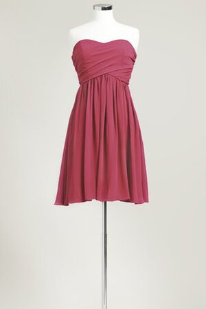 Robe demoiselle d'honneur courte plissé col en forme de cœur avec chiffon ruché - Photo 3