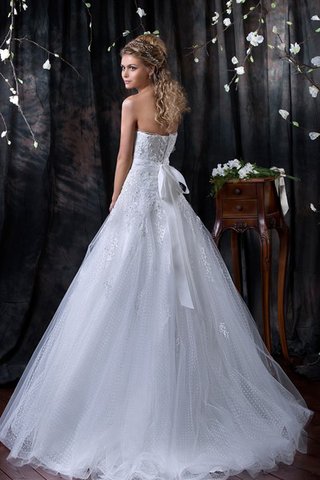 Abito da Sposa A-Line Allacciato A Terra con Fiocco Senza Maniche con Applique - Foto 2