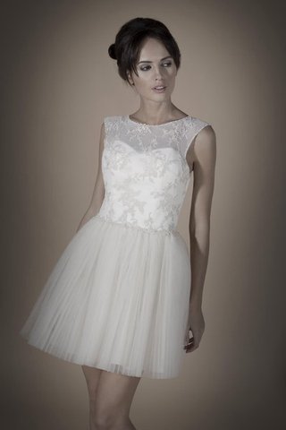 Vestido de Novia de Corte-A en Tul de Espalda con ojo de cerradura de Natural de Corto - Foto 2