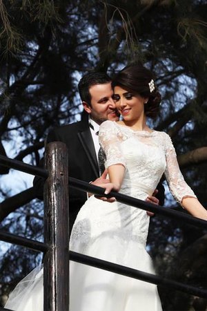 Abito da sposa all aperto spazzola treno cerniera in pizzo splendente con fiocco - Foto 1