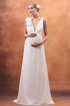 Abito da Sposa Schiena Nuda con Fiore con Nastro moda V-Scollo con Fusciacca - Foto 4