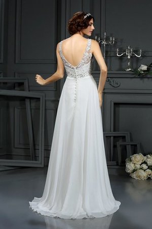 Robe de mariée longue de traîne courte ligne a de princesse de col en v - Photo 2