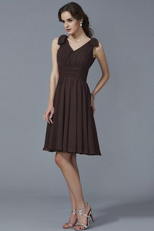 Robe demoiselle d'honneur bref naturel bandouliere spaghetti en chiffon a-ligne - Photo 6