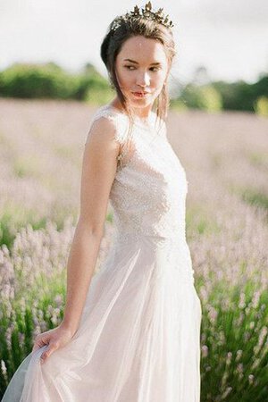 Robe de mariée vintage décontracté avec perle col ras du cou v encolure - Photo 1