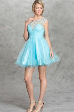 Robe de graduation courte chic en tulle col u profond avec perle - Photo 3