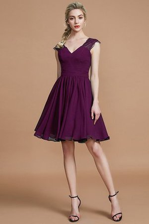 Abito da Damigella in Chiffon Mini A-Line Al Ginocchio Senza Maniche - Foto 18