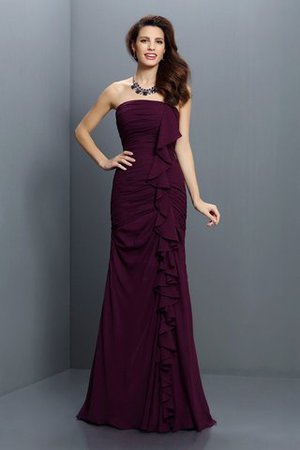 Robe demoiselle d'honneur plissage longue avec zip en chiffon de bustier - Photo 1