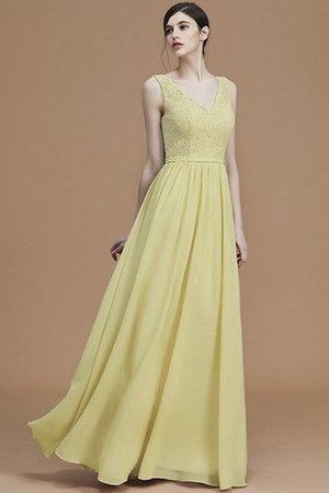 Robe demoiselle d'honneur en chiffon avec sans manches de lotus v encolure a-ligne - Photo 14