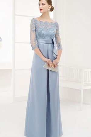 Chiffon halbe Ärmeln A-Linie schlichtes Ballkleid mit Applikation mit Schleife - Bild 1