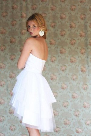 Abito da Sposa Semplice Cerniera in Tulle senza strap con Increspature Senza Maniche - Foto 3