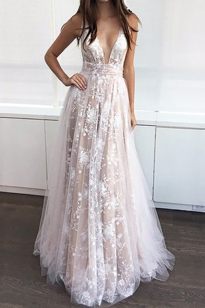 Robe de soirée avec perle appliques attrayant de princesse longueru au niveau de sol - Photo 1