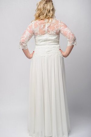 Robe de bal jusqu'au sol avec décoration dentelle avec manche 3/4 col en bateau en chiffon - Photo 2