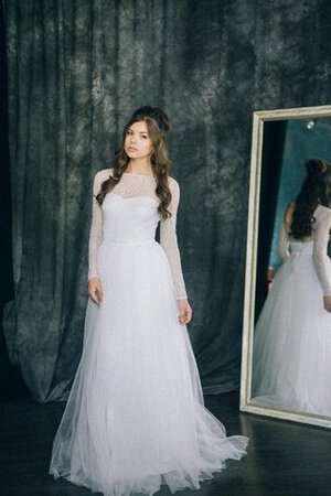 A-Linie Tüll romantisches konservatives Brautkleid mit Plissierungen mit Gürtel - Bild 3