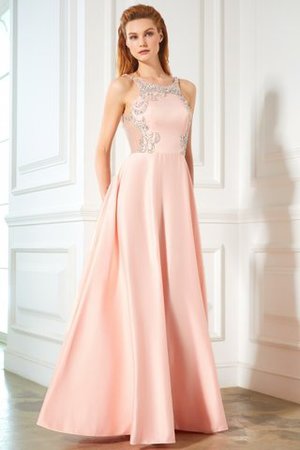 Robe de bal longue avec perle manche nulle ligne a en satin - Photo 5