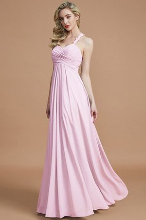 Robe demoiselle d'honneur avec zip jusqu'au sol manche nulle avec chiffon ruché - Photo 28