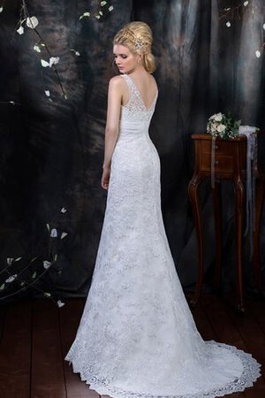 Vestido de Novia en Encaje de Sin mangas de Hasta el suelo de Abalorio de Escote en V - Foto 3