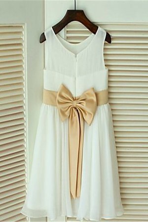 Robe de cortège enfant naturel a-ligne encolure ronde en chiffon avec sans manches - Photo 2