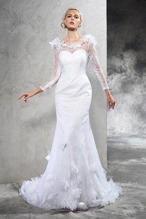 Abito da Sposa in Raso Cerniera Vintage con Maniche Lunghe Stravagante - Foto 3