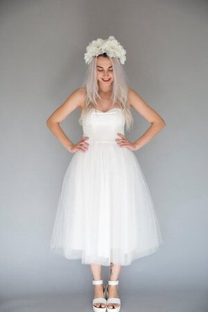 Abito da Sposa Cuore Cerniera in Tulle A-Line Naturale Senza Maniche - Foto 2