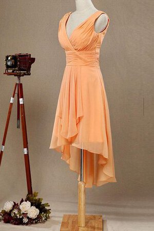 Robe demoiselle d'honneur naturel ligne a v encolure avec chiffon manche nulle - Photo 3