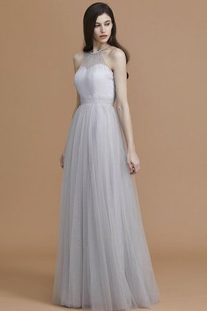 Nackenband Prinzessin Bodenlanges Brautjungfernkleid ohne Ärmeln mit Rüschen - Bild 3