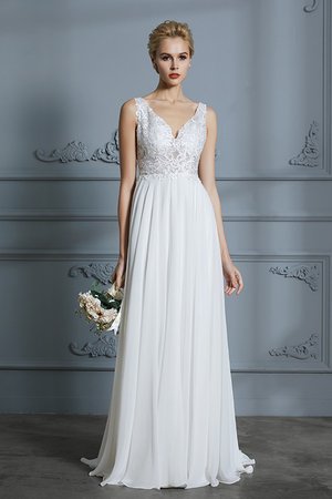 Robe de mariée avec zip voyant de col en v romantique facile - Photo 1