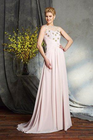 Robe mère de mariée longue avec zip avec chiffon de col bateau manche nulle - Photo 4