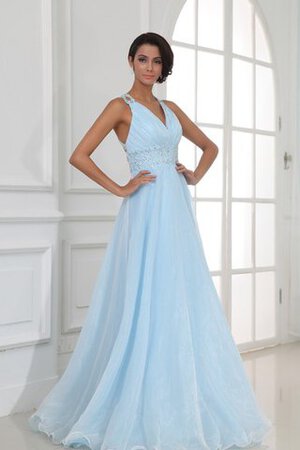 Abito da Sera con Increspato con Criss-cross Moderno in Chiffon con Perline Elegante - Foto 3