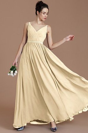 Robe demoiselle d'honneur naturel fermeutre eclair de col en v ligne a ruché - Photo 9