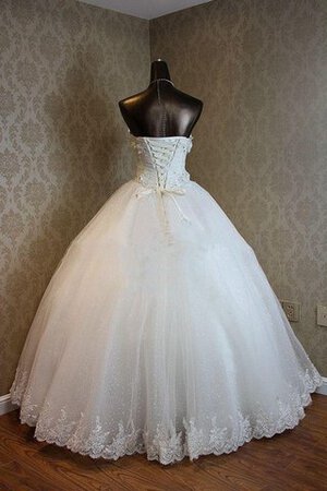 Vestido de Novia en Satén de Hasta el suelo de Cordón de Escote Corazón de Abalorio - Foto 2