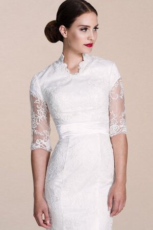 Robe de mariée classique modeste gaine de traîne moyenne de col entaillé - Photo 5