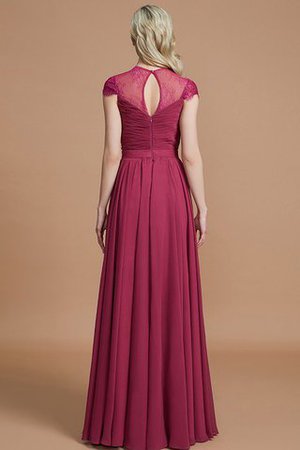 Normale Taille A-Linie Chiffon Kurze Ärmeln Brautjungfernkleid mit Schaufel Ausschnitt - Bild 35