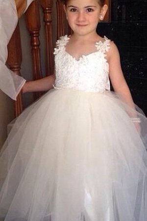 Abito da Cerimonia Bambini Farfalla Ornamento con Fiore Senza Maniche in Tulle con Applique - Foto 3