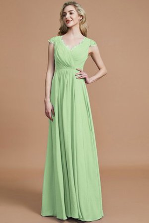 Robe demoiselle d'honneur naturel jusqu'au sol de princesse a-ligne ruché - Photo 31