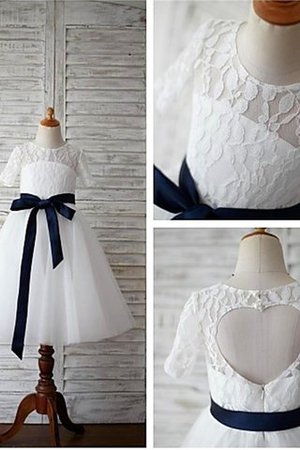 Robe de cortège enfant naturel ligne a de princesse avec ruban ceinture en étoffe - Photo 1