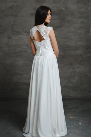 Abito da Sposa in pizzo Naturale in Chiffon con Perline Buco Della Serratura Schiena A Terra - Foto 2