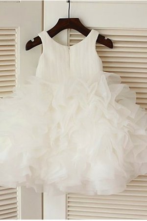 Abito da Cerimonia Bambini Tondo Ball Gown Sotto Ginocchio Senza Maniche in Organza - Foto 3