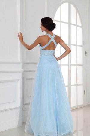 Abito da Sera con Increspato con Criss-cross Moderno in Chiffon con Perline Elegante - Foto 4