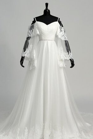 Robe de mariée croisade bretelles spaghetti de traîne moyenne avec zip textile en tulle - Photo 1