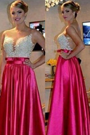 A-Linie Satin Bezaubernd Bodenlanges Ballkleid mit Applike - Bild 1