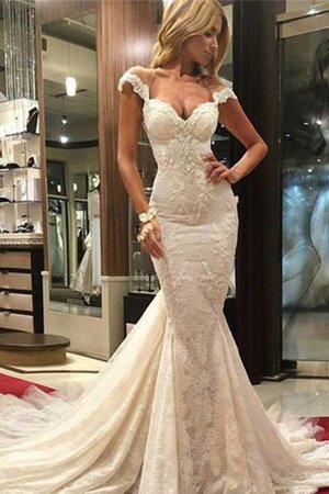 Robe de mariée luxueux naturel de sirène avec sans manches de col en v - Photo 1