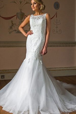 Vestido de Novia de Corte Sirena de Plisado de Apliques de Cola Capilla de Hasta el suelo - Foto 1