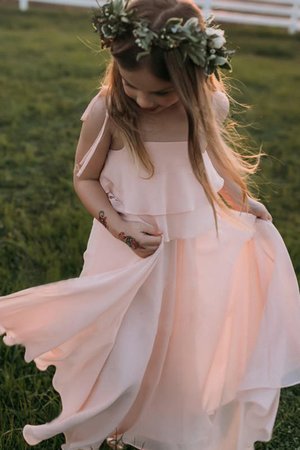 Robe de cortège enfant en chiffon jusqu'au sol d'empire avec fleurs belle - Photo 2