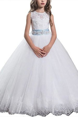 Abito da Cerimonia Bambini Ball Gown in Tulle Tondo Naturale Senza Maniche - Foto 1