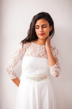 Robe de mariée simple vintage de col bateau avec perle avec ruban - Photo 3