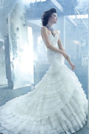 Abito da Sposa A-Line Senza Maniche in Organza Bassa con Nastro in Pizzo - Foto 2