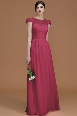 Robe demoiselle d'honneur naturel ligne a fermeutre eclair en chiffon col ras du cou - Photo 11