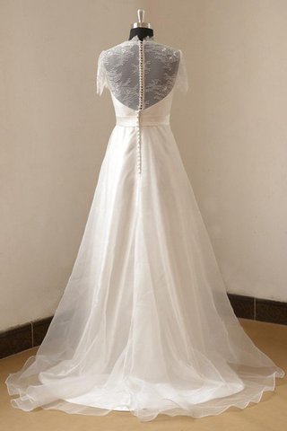 Robe de mariée en organza v encolure avec perle avec décoration dentelle ruché - Photo 2